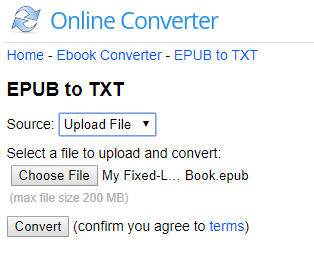Convert EPUB to TXT Online