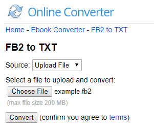 Convert FB2 to TXT Online