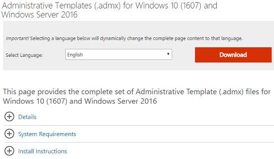 Downlaod administrative templates Microsoft Edge Chromium