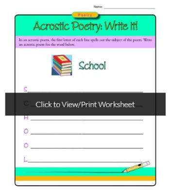 Printable poetry worksheets