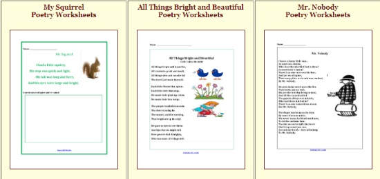 Printable poetry worksheets
