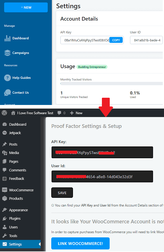 Proof Factor API keys