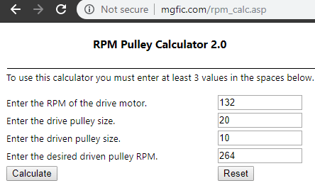 RPM Pulley Calculator 2.0