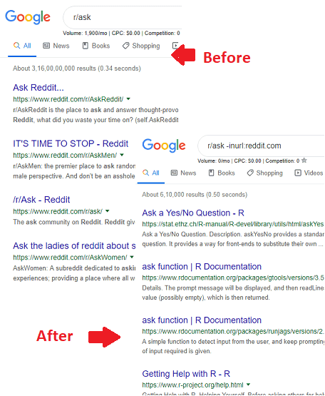 before after search results google built in