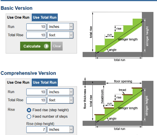 calculator.net website stair calculator