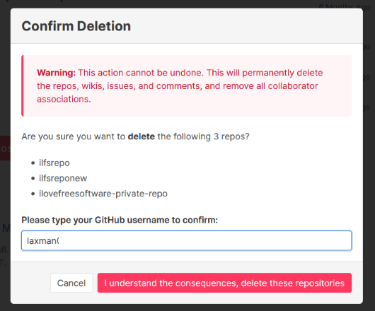 confirm deletion