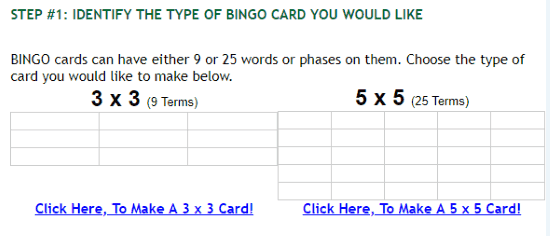 create bingo cards