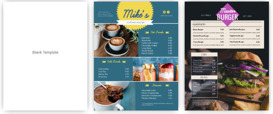 create restaurant menu card
