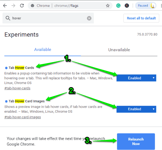 enable tab hover cards and tab hover card images experiments