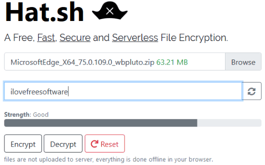 enter file and set decryption key