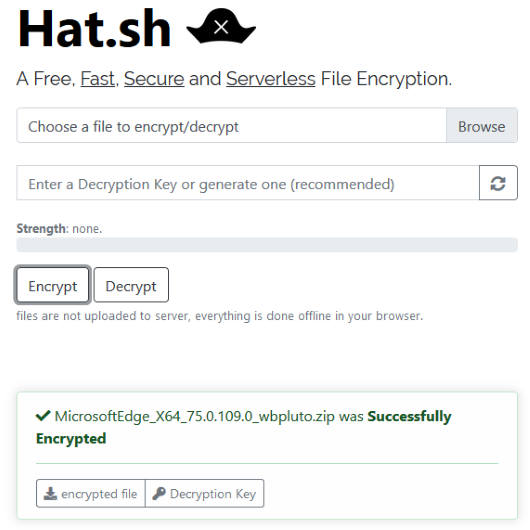 file encrypted in offline mode using browser with this service
