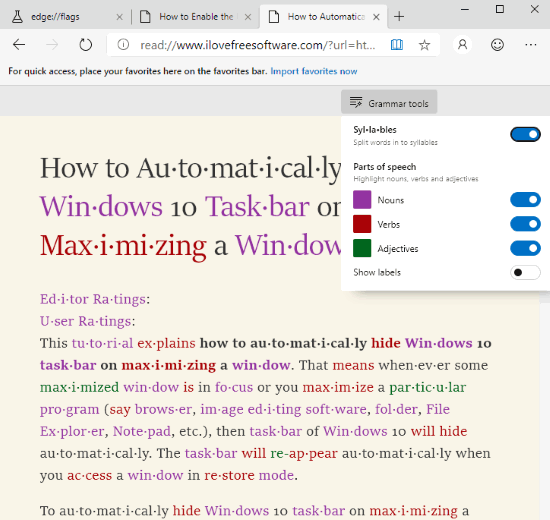 grammar tools enabled in microsoft edge chromium