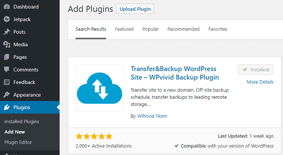 install WPVivid Plugin