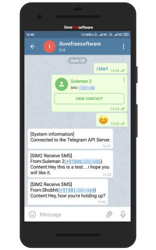 sms automatically forwarded to telegram