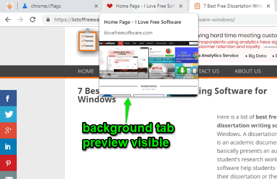 tab preview feature of google chrome