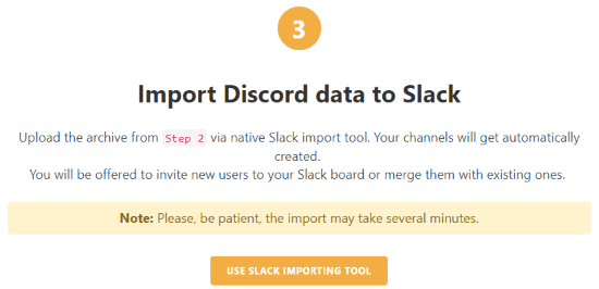 use slack importing tool