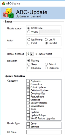 ABC Update select update source and category