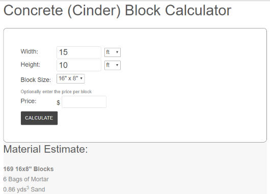 Concrete (Cinder) Block Calculator