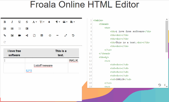 Froala Online HTML Editor