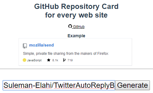 GitHub repository card generator