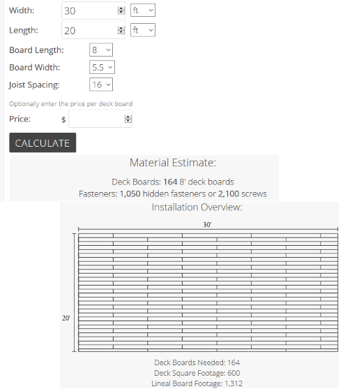 Inch Calculator deck board calculation