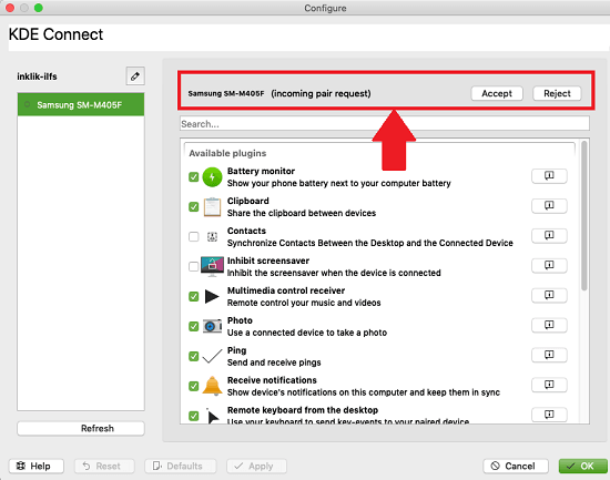 Connect Android Phone to macOS via KDE Connect