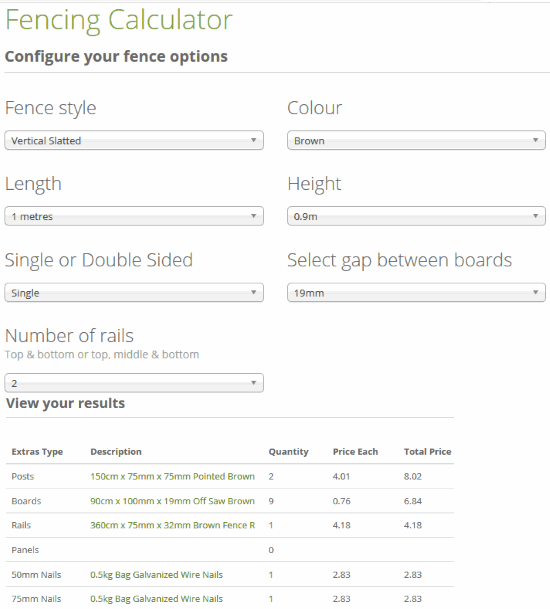 Stewart Timber Fencing Calculator