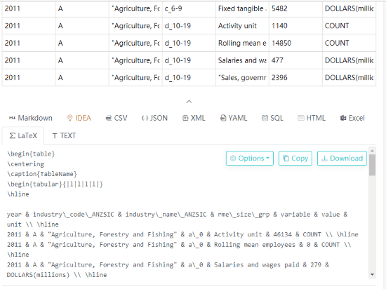 Tableconvert website