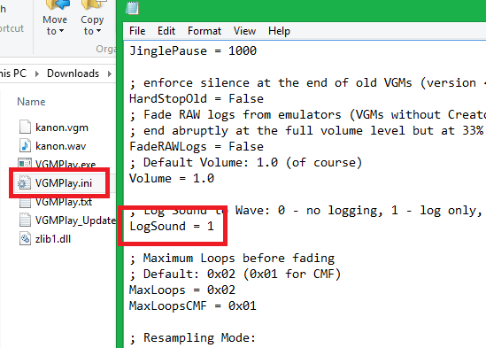 VGMPlay INI file modify