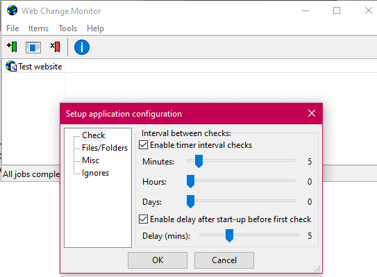 Web Change Monitor Specify Watch Intervals