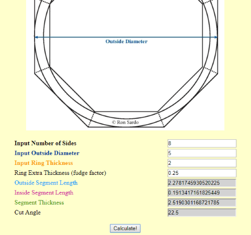 Woodturners Resource Segment Calculator