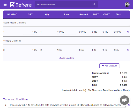 free invoicing system for indian with gst and payment support 02-gst_invoice