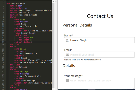 html form builder with form preview