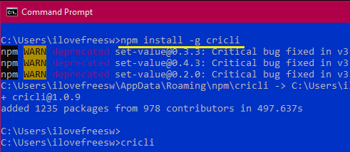 install cricli