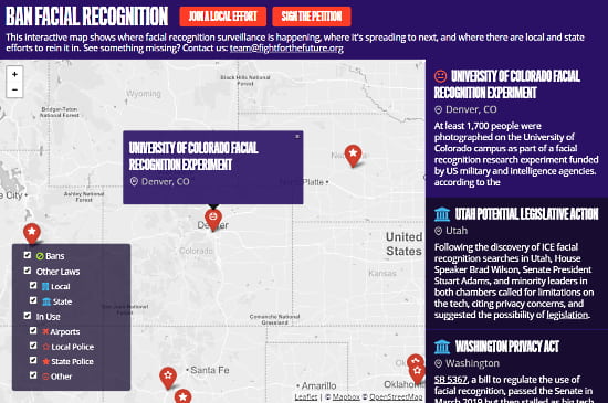 know where facial survillance is happening in US