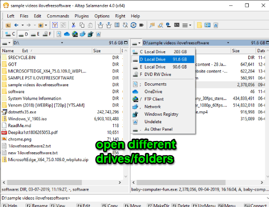 open different drives or folders