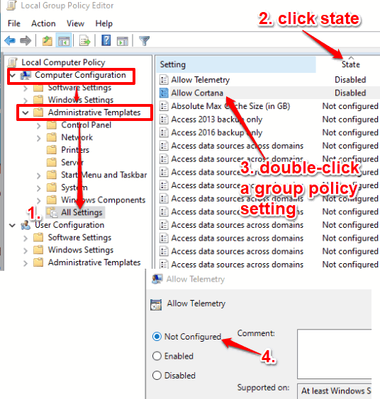 reset individual group policy settings in windows 10