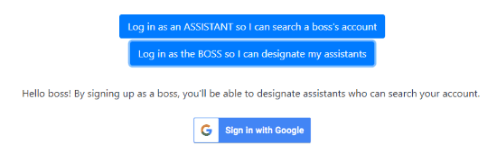 sign in as boss by adding your email id