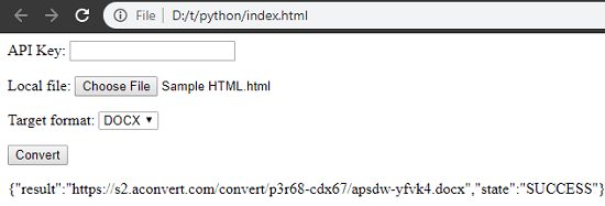 AConvert Sample Code for HTML to Word with REST API