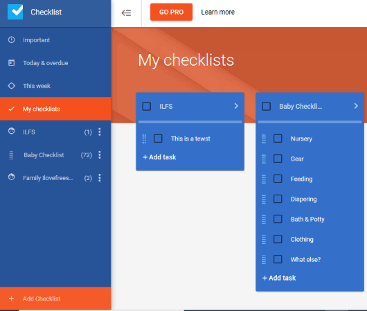 Checklist- interface