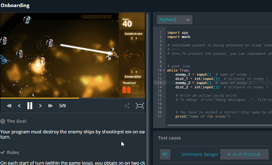 CodeinGame in action