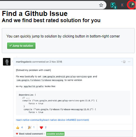 GitHub Issues - Solved Instantly Chrome extention