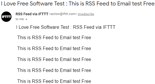 IFTTT rss email notifications