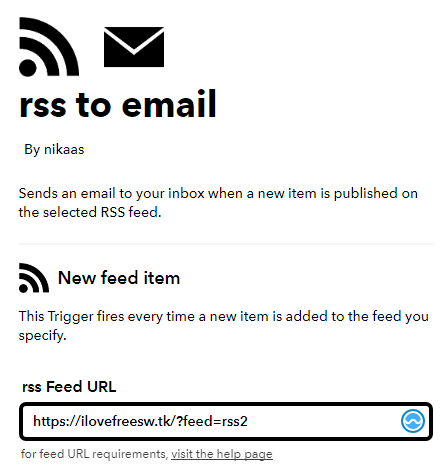 IFTTT rss to email applet