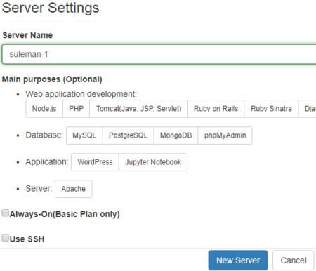 PaizaCloud Server Settings