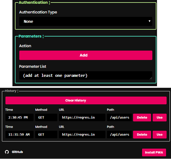 Postwoman API call parameters