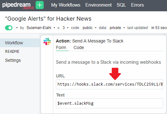 Slack Webhook URL