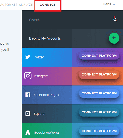 SumAll connect accounts