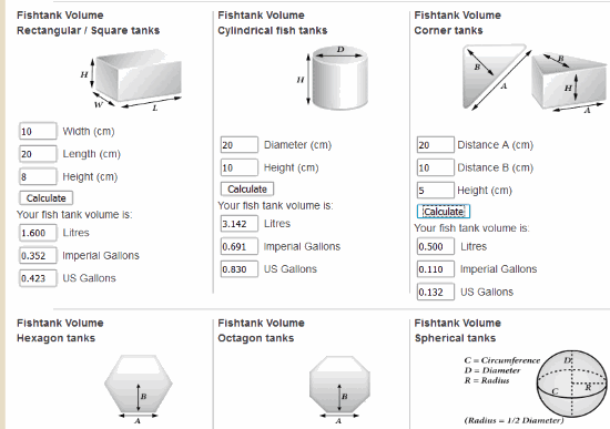 Think fish Tank Volume Calculator