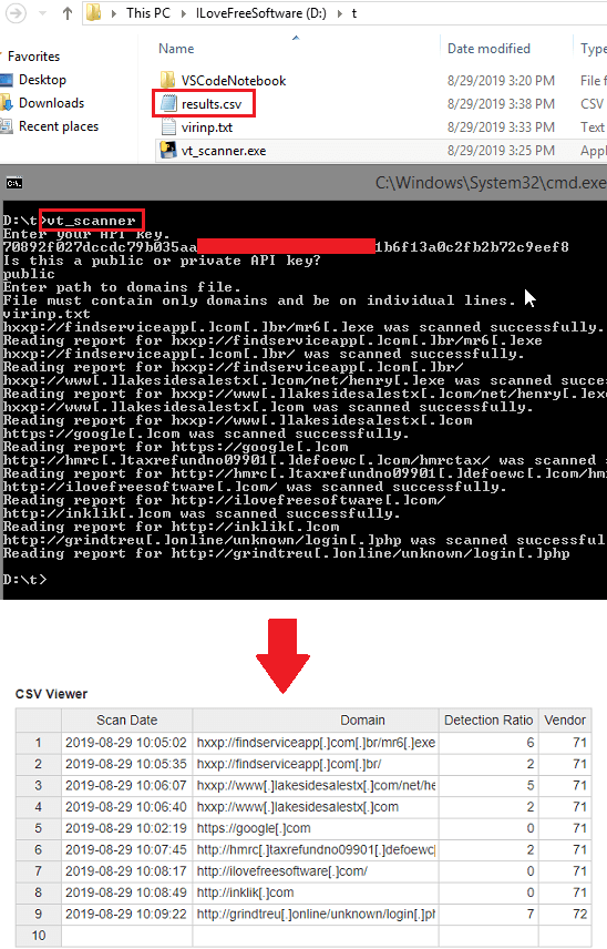 VT Domain Scanner in action